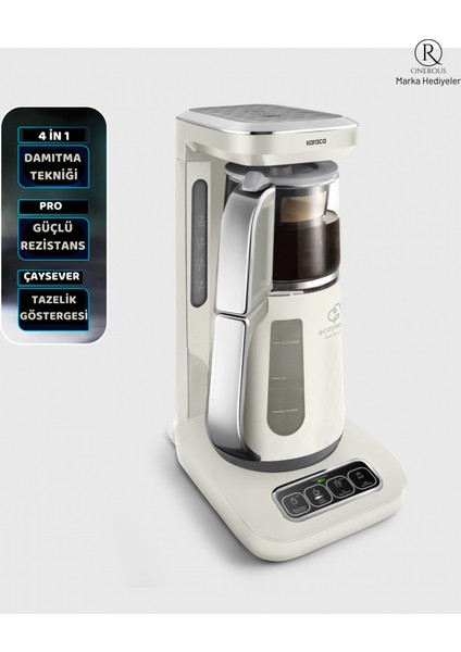 Çaysever Robotea Pro 4 In 1 Konuşan Cam Çay Makinesi & Filtre Kahve Makinesi