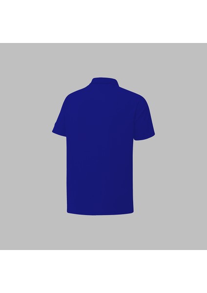 Büyük Beden Erkek Mavi Vision Pro Kumaş Kısa Kol T-Shirt 4XL-10XL