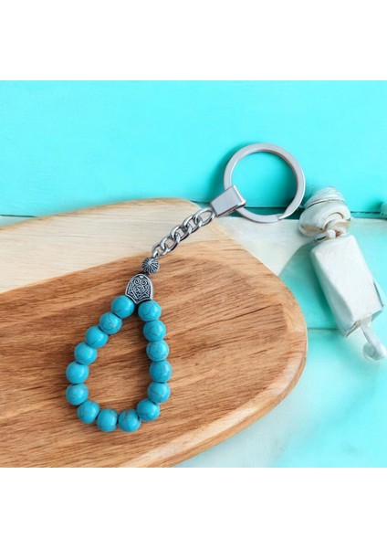 Mavi Firuze Taşı Anahtarlık Tesbih - Doğal Taş Anahtarlık - Tesbih Anahtarlık - Sertifikalı Orijinal Doğal Taş Tesbih fiyatları