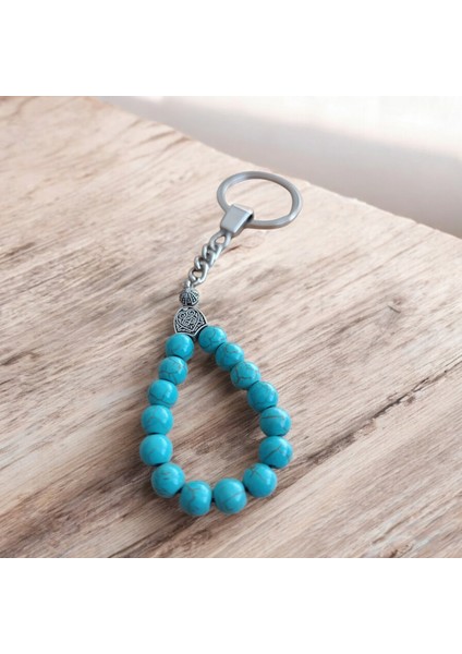 Mavi Firuze Taşı Anahtarlık Tesbih - Doğal Taş Anahtarlık - Tesbih Anahtarlık - Sertifikalı Orijinal Doğal Taş Tesbih modelleri
