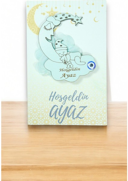 20 Adet Ahşap Hilal Magnet Doğum Günü Bebek Doğum Mevlit- Sunum Kartı ile (Hilalmagnet2)