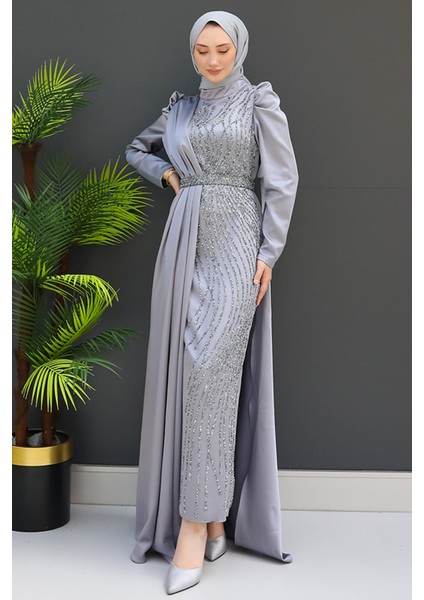 Yonca Pelerin Abiye Gri fiyatları