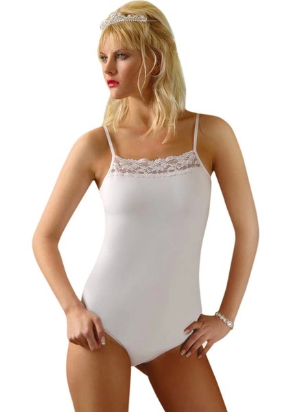 Ince Askılı Yakası Dantel Detaylı Çıtçıtlı Body 4062
