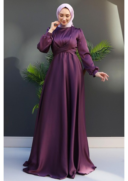 Çapraz Kuşaklı Abiye Koyu Lila fırsatları