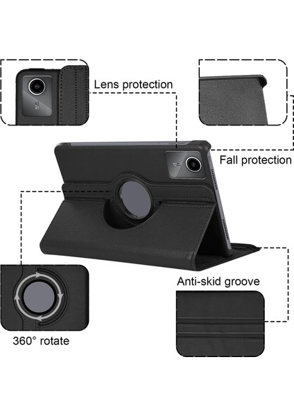 Lenovo Tab M11 TB330-FU 11" Inç Uyumlu Tablet Kılıf 360 Derece Dönebilen Kapaklı Standlı Tablet Kılıfı + Ekran Koruyucu Nano Cam 2in1 Set -Wuxga fiyatları