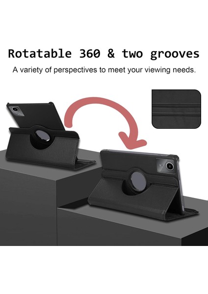 Lenovo Tab M11 TB330-FU 11" Inç Uyumlu Tablet Kılıf 360 Derece Dönebilen Kapaklı Standlı Tablet Kılıfı + Ekran Koruyucu Nano Cam 2in1 Set -Wuxga fırsatları