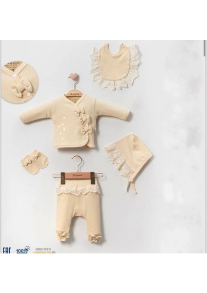 Dantelli Işlemeli Kurdaleli 5li Kız Bebek Hastane Çıkışı Pamuk