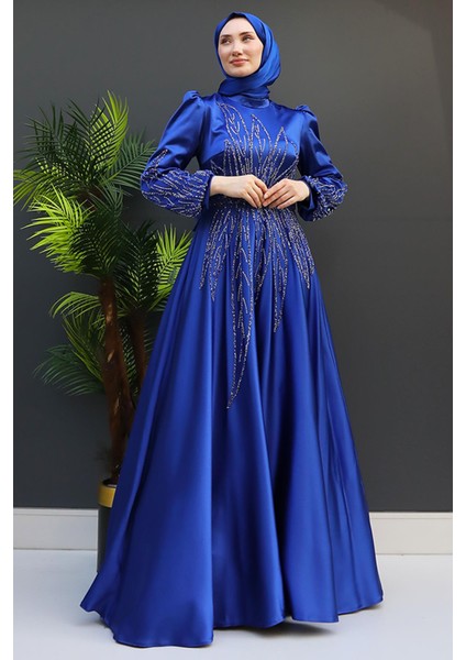 Alina Tesettür Abiye Koyu Gri