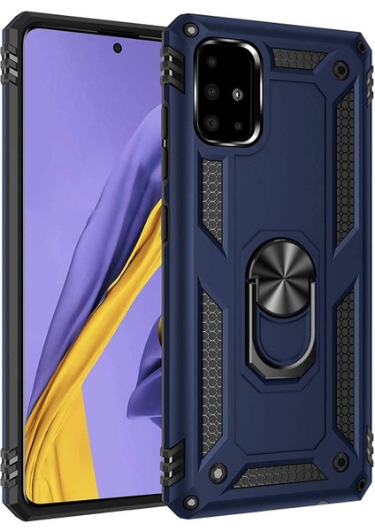 Samsung Galaxy A71 (A715F) Yüzüklü Tank Kılıf Lacivert