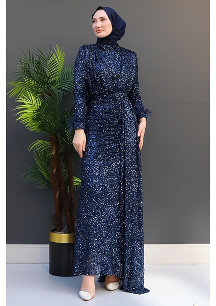 Eslim Tesettür Abiye Lacivert modelleri