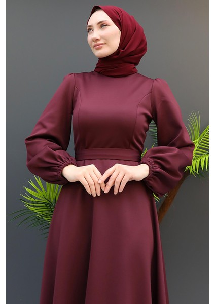 Ronay Tesettür Elbise Koyu Mürdüm indirimleri