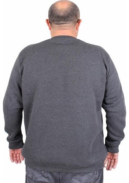 Erkek Büyük Beden Sıfır Yaka 3ip Sweat Original 24203 Antrasit Melanj fiyatları