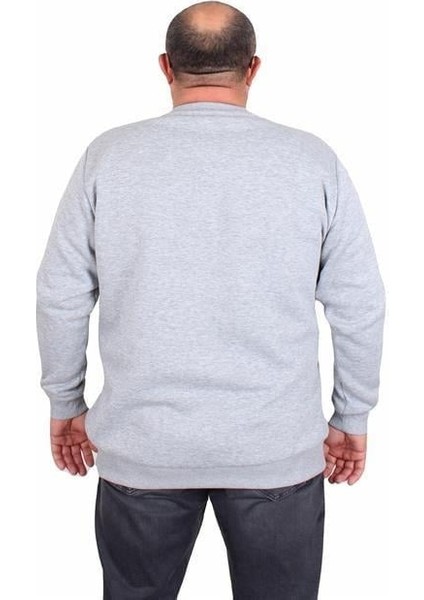 Erkek Büyük Beden Sıfır Yaka 3ip Sweat Black 24202 Grı Melanj fiyatları
