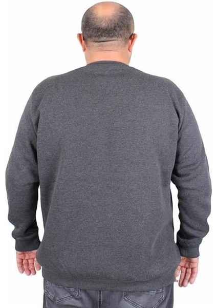 Erkek Büyük Beden Sıfır Yaka 3ip Sweat Black 24202 Antrasit Melanj fiyatları