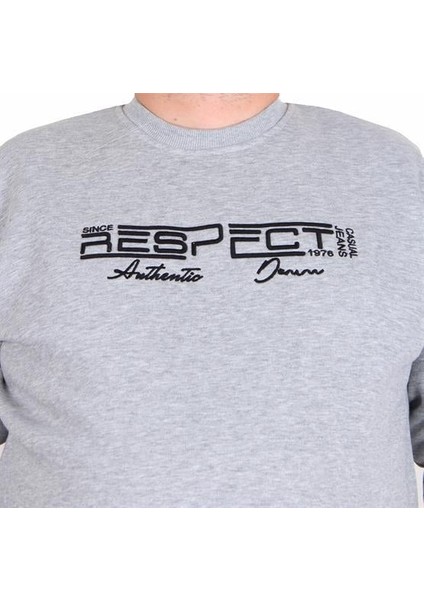 Erkek Büyük Beden Sıfır Yaka 3ip Sweat Respect 24205 Grı Melanj modelleri