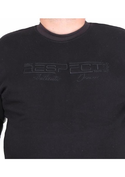Erkek Büyük Beden Sıfır Yaka 3ip Sweat Respect 24205 Sıyah modelleri