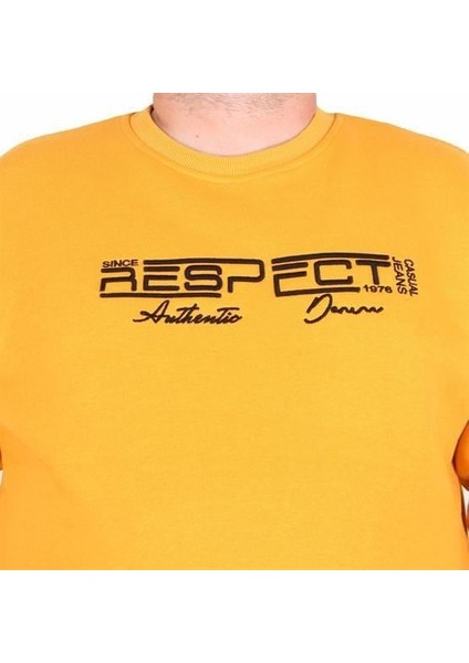 Erkek Büyük Beden Sıfır Yaka 3ip Sweat Respect 24205 Hardal modelleri