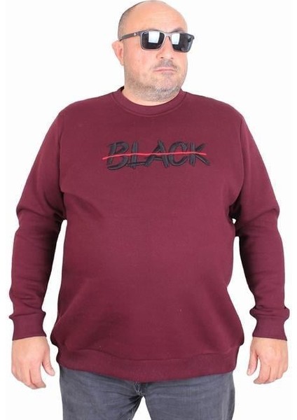 Erkek Büyük Beden Sıfır Yaka 3ip Sweat Black 24202 Murdum