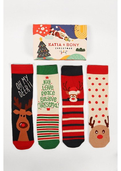 Tekno Trust 4'lü Paket New Year Box Art Soket Çorap Desenli