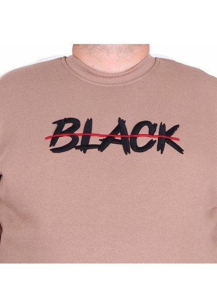 Erkek Büyük Beden Sıfır Yaka 3ip Sweat Black 24202 S.kahve modelleri