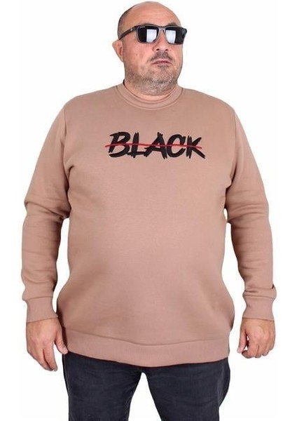 Erkek Büyük Beden Sıfır Yaka 3ip Sweat Black 24202 S.kahve