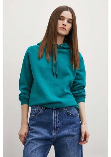 Kapüşonlu Sweatshirt Yeşil