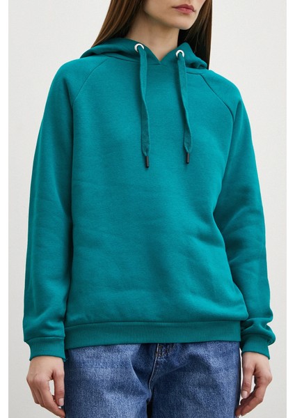 Kapüşonlu Sweatshirt Yeşil