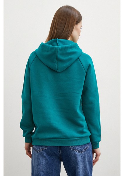 Kapüşonlu Sweatshirt Yeşil