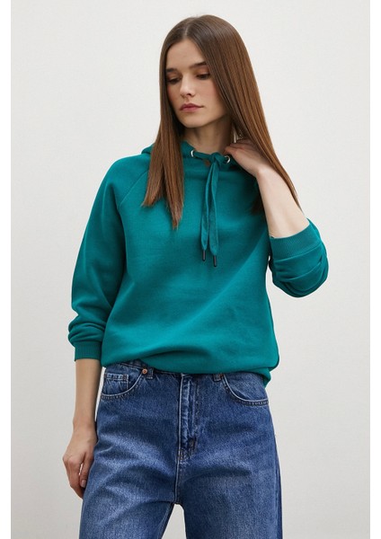 Kapüşonlu Sweatshirt Yeşil