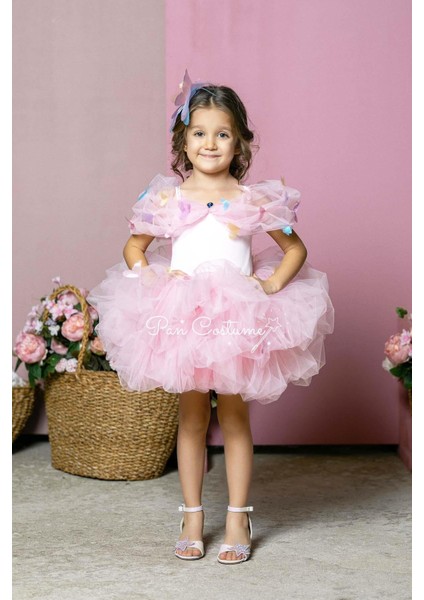 Sindirella Kostümü Kelebek Mini Pembe