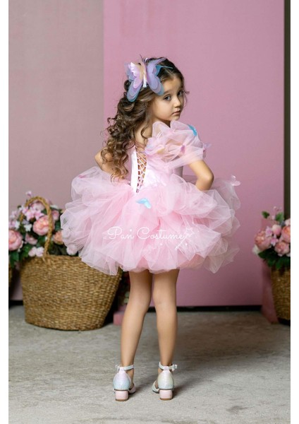 Sindirella Kostümü Kelebek Mini Pembe