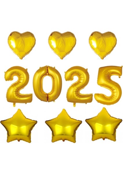 Yılbaşı Partisi Gold 2025 Folyo Balon Set