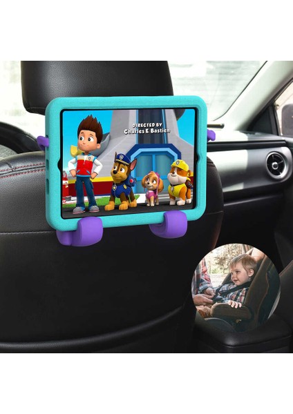 Apple iPad 10.2 8.nesil Kılıf Yatay ve Dikey Stadlı Çocuk Için Boxer Eva Silikon Tablet Kılıfı