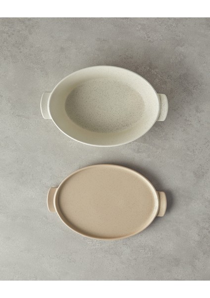 English Home Pure Stoneware Oval Fırın Tenceresi 28X17,8X8 cm Krem