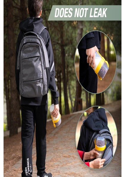 Hobbit Kırmızı 650 ml Kapaklı Kaşık ve Çatallı Yemek Taşıma ve Saklama Kabı Atıştırmalık Yoğurt Kabı