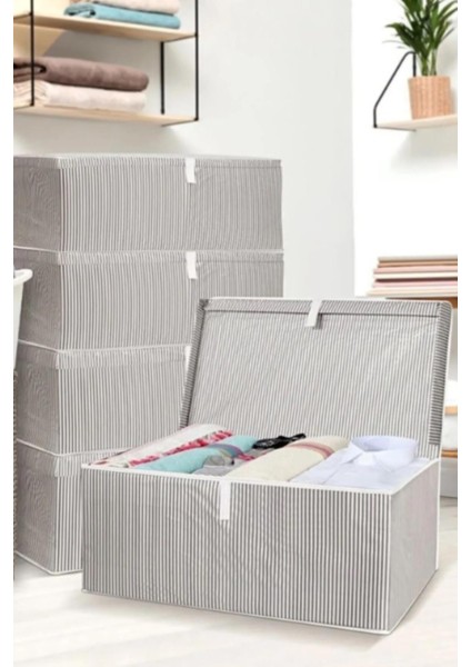 1 Adet Kapaklı Kutu Hurç Mega Plus Boy 70 x 40 x 30 x Yastık ve Yorgan Hurcu Baza Altı Kazak Hurcu