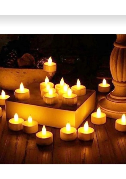 Ledli Mum Tealight Işıklı Dumansız Alevli Sarı Pilli LED Mum 1 Adet Pil Dahil fiyatları