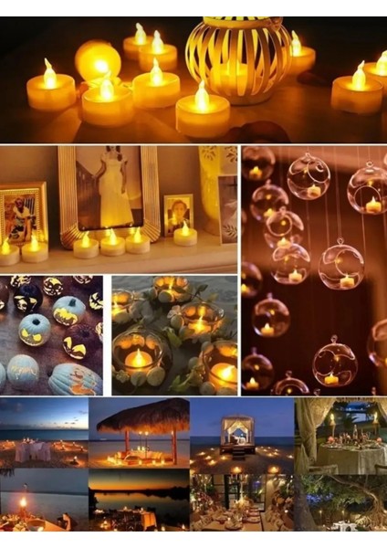 Ledli Mum Tealight Işıklı Dumansız Alevli Sarı Pilli LED Mum 1 Adet Pil Dahil fırsatları