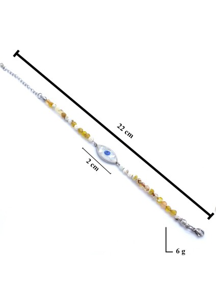 Ferizz 316L Çelik Göz Motifli Sarı Boncuk Bileklik BLK-880