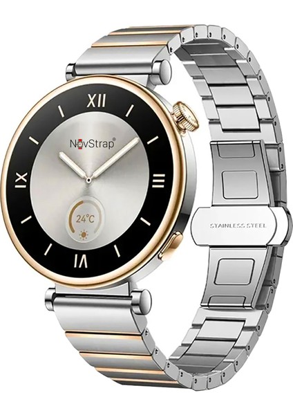 Huawei Watch GT6 41mm GT4 41mm GT5 41mm GT5 Pro 42mm ile Uyumlu Kordon (18mm) Çelik Metal Klipsli