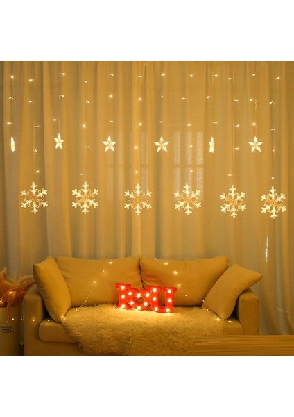 Noel Deklor Işığı Salkım LED Işık Kar Tanesi Salkım Işık Yılbaşı Işığı 220 Volt Eklemeli Fişli Işık