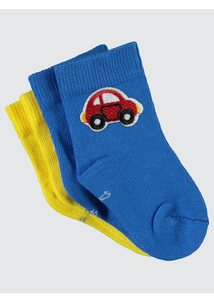 Erkek Bebek Aksesuarlı 2'li Çorap 6-18 Ay Mavi-Sarı fiyatları