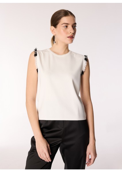 Bisiklet Yaka Düz Kırık Beyaz Kadın Bluz F4WL-BLZ W65 modelleri
