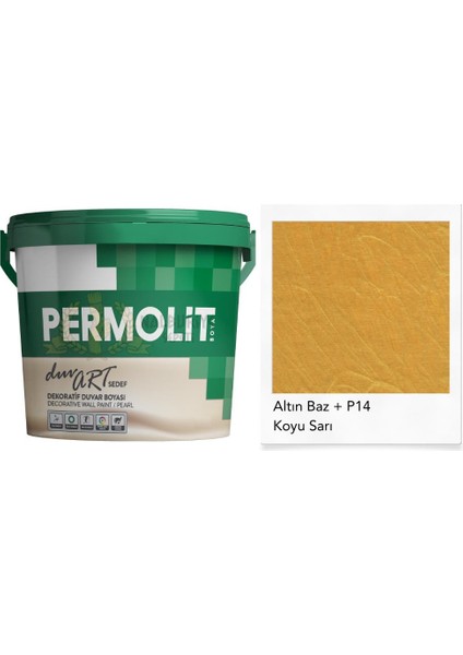 Duvart Sedefli Dekoratif Duvar Boyası - AP14 Koyu Sarı - 0.75 Lt.