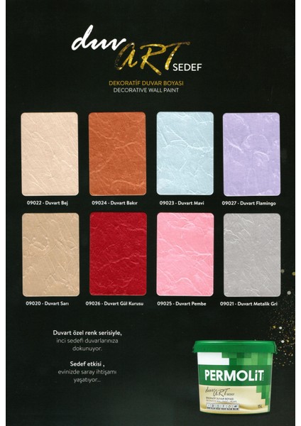 Duvart Sedefli Dekoratif Duvar Boyası - AP14 Koyu Sarı - 0.75 Lt.