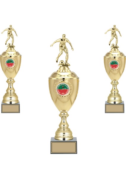 Kişiye Özel Futbol Figürlü Kupa Takımı-Ödül Kupası-Turnuva Kupası-Kupa Seti 3'lü Takım