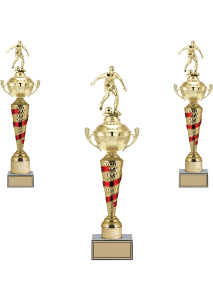 Kişiye Özel Futbol Figürlü Kupa Takımı-Ödül Kupası-Turnuva Kupası-Kupa Seti 3'lü Takım