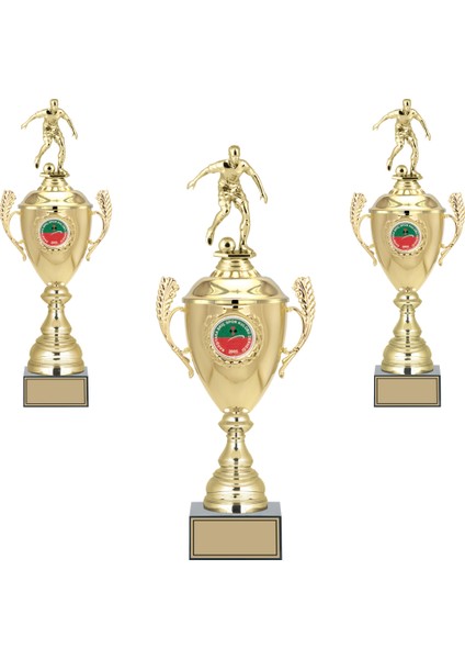 Kişiye Özel Futbol Figürlü Kupa Takımı-Ödül Kupası-Turnuva Kupası-Kupa Seti 3'lü Takım