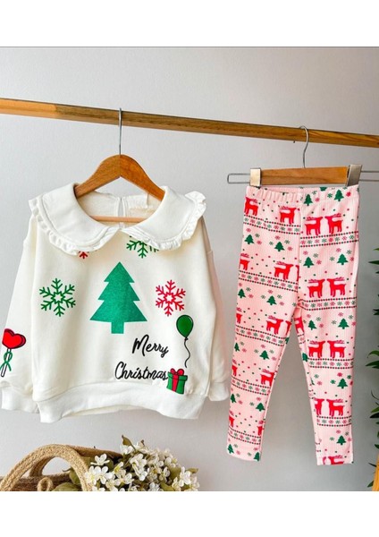 Yeni Sezon Bebe Yaka Damla Düğme Kapamalı Kar Geyik Kalp Yeni Yıl Baskılı Alt Üst Takım Çok Renkli