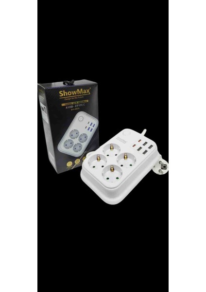 Akım Korumalı Priz 2 Mt.(4 priz + 4 USB + 2 Type-C)